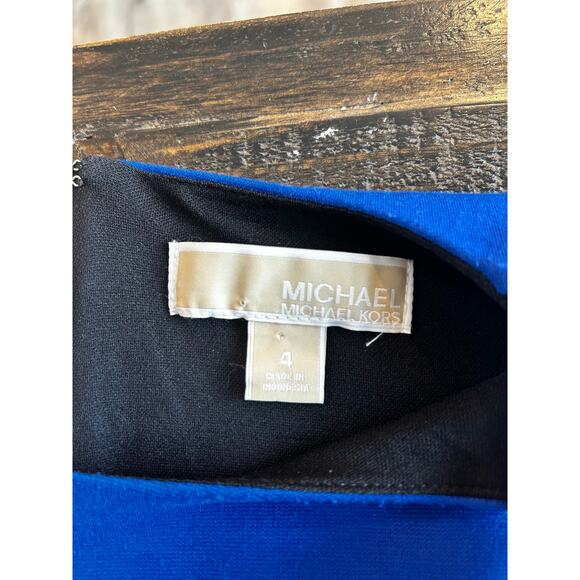 Michael Kors Color block Sheath Dress Size 4 Longsleeve Lined Zip Back - Picture 7 of 8